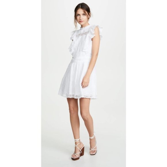 Frame Lace Pintuck Pinafore Dress Blanc M - Picture 2 of 12